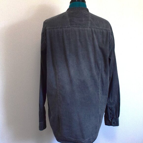 Gray Washed Cotton Button Down Long Sleeve Shirt - Picture 4 of 8